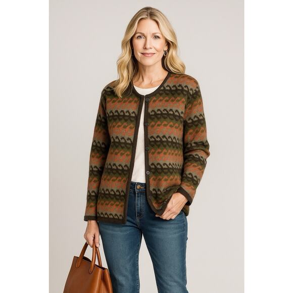 Premium Alpaca Sweaters - Alpaca Sweater Cardigan Wool Made In Peru Button Front L